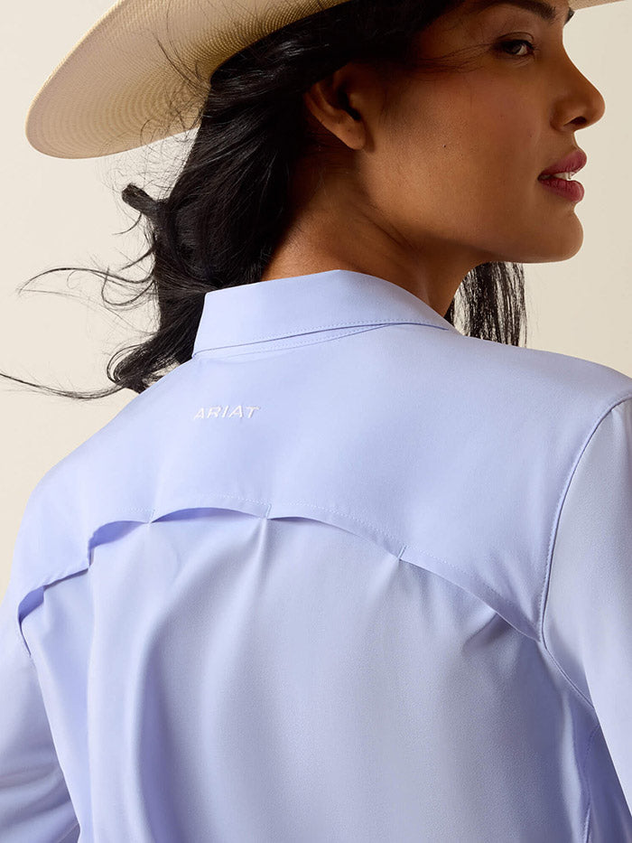 Ariat 10073446 Womens VentTEK Long Sleeve Shirt Baby Lavender front view. If you need any assistance with this item or the purchase of this item please call us at five six one seven four eight eight eight zero one Monday through Saturday 10:00a.m EST to 8:00 p.m EST