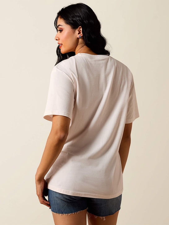 Ariat 10073450 Womens Farm Raised T-Shirt Sea Salt back view. If you need any assistance with this item or the purchase of this item please call us at five six one seven four eight eight eight zero one Monday through Saturday 10:00a.m EST to 8:00 p.m EST