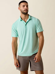 Ariat 10073466 Mens Charger 2.0 Fitted Polo Beach Glass front view. If you need any assistance with this item or the purchase of this item please call us at five six one seven four eight eight eight zero one Monday through Saturday 10:00a.m EST to 8:00 p.m EST