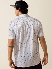 Ariat 10073470 Mens All Over Western Toss Print Polo White back view. If you need any assistance with this item or the purchase of this item please call us at five six one seven four eight eight eight zero one Monday through Saturday 10:00a.m EST to 8:00 p.m EST