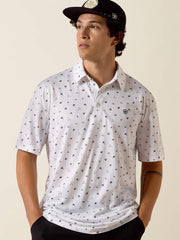 Ariat 10073470 Mens All Over Western Toss Print Polo White front view. If you need any assistance with this item or the purchase of this item please call us at five six one seven four eight eight eight zero one Monday through Saturday 10:00a.m EST to 8:00 p.m EST
