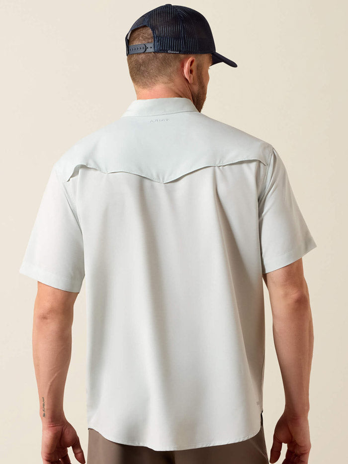 Ariat 10073498 Mens Western VentTEK Classic Fit Shirt Aqua Heather front view. If you need any assistance with this item or the purchase of this item please call us at five six one seven four eight eight eight zero one Monday through Saturday 10:00a.m EST to 8:00 p.m EST