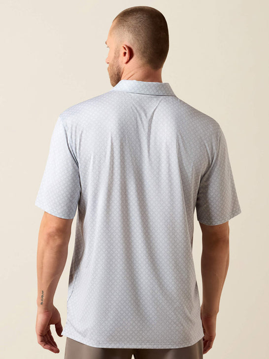 Ariat 10073508 Mens 360 Airflow Printed Polo Eileen Grey back view. If you need any assistance with this item or the purchase of this item please call us at five six one seven four eight eight eight zero one Monday through Saturday 10:00a.m EST to 8:00 p.m EST