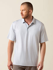 Ariat 10073508 Mens 360 Airflow Printed Polo Eileen Grey front view. If you need any assistance with this item or the purchase of this item please call us at five six one seven four eight eight eight zero one Monday through Saturday 10:00a.m EST to 8:00 p.m EST
