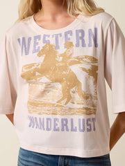Ariat 10073511 Womens Western Wanderlust T-Shirt Sea Salt front close up view. If you need any assistance with this item or the purchase of this item please call us at five six one seven four eight eight eight zero one Monday through Saturday 10:00a.m EST to 8:00 p.m EST