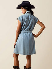 Ariat 10073513 Womens Hampton Dress Medium Blue back view. If you need any assistance with this item or the purchase of this item please call us at five six one seven four eight eight eight zero one Monday through Saturday 10:00a.m EST to 8:00 p.m EST