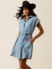 Ariat 10073513 Womens Hampton Dress Medium Blue front view. If you need any assistance with this item or the purchase of this item please call us at five six one seven four eight eight eight zero one Monday through Saturday 10:00a.m EST to 8:00 p.m EST
