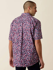 Ariat 10073590 Mens Bennie Classic Fit Short Sleeve Paisley Print Shirt Navy back view. If you need any assistance with this item or the purchase of this item please call us at five six one seven four eight eight eight zero one Monday through Saturday 10:00a.m EST to 8:00 p.m EST
