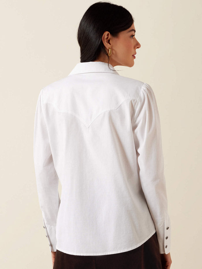 Ariat 10073667 Womens Lattice Long Sleeve Shirt White front view. If you need any assistance with this item or the purchase of this item please call us at five six one seven four eight eight eight zero one Monday through Saturday 10:00a.m EST to 8:00 p.m EST

