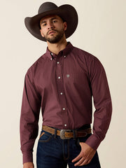 Ariat 10073682 Mens Wrinkle Free Wrenly Classic Fit Long Sleeve Shirt Wine front view. If you need any assistance with this item or the purchase of this item please call us at five six one seven four eight eight eight zero one Monday through Saturday 10:00a.m EST to 8:00 p.m EST
