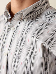 Ariat 10073896 Mens Everything Classic Fit Long Sleeve Shirt Southwest White front close up. If you need any assistance with this item or the purchase of this item please call us at five six one seven four eight eight eight zero one Monday through Saturday 10:00a.m EST to 8:00 p.m EST