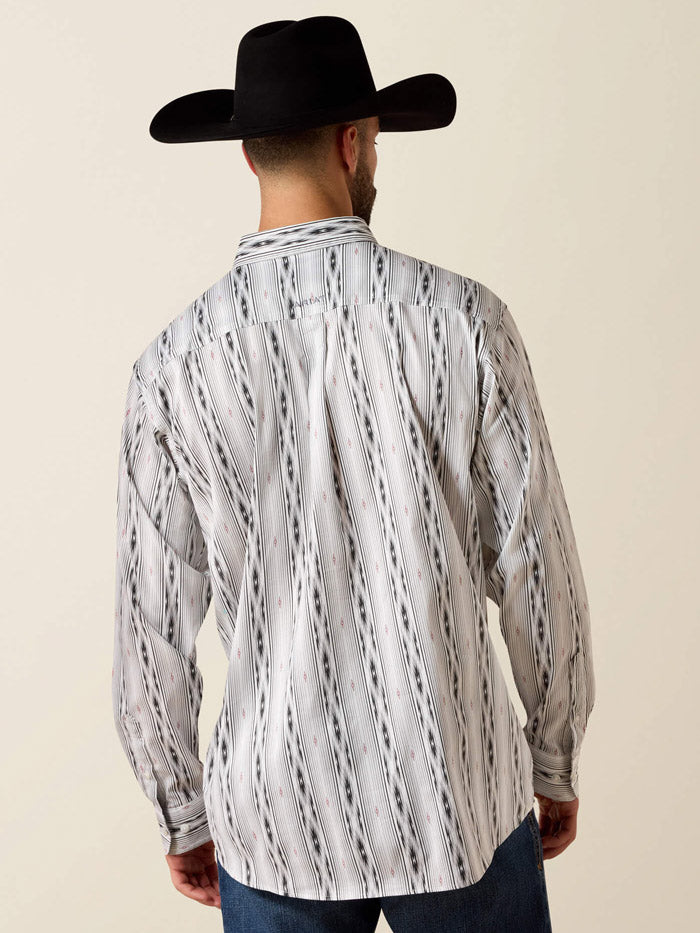 Ariat 10073896 Mens Everything Classic Fit Long Sleeve Shirt Southwest White front view. If you need any assistance with this item or the purchase of this item please call us at five six one seven four eight eight eight zero one Monday through Saturday 10:00a.m EST to 8:00 p.m EST

