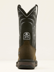 Ariat 10074207 Mens WorkHog XT Bolt Skull Waterproof Wide Square Toe Carbon Toe Work Boot Coffee back view. If you need any assistance with this item or the purchase of this item please call us at five six one seven four eight eight eight zero one Monday through Saturday 10:00a.m EST to 8:00 p.m EST