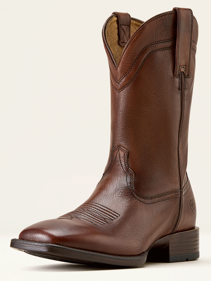 Ariat 10074244 Mens Alden Wide Square Toe Western Boot Honey Bee Brown front and side view. If you need any assistance with this item or the purchase of this item please call us at five six one seven four eight eight eight zero one Monday through Saturday 10:00a.m EST to 8:00 p.m EST
