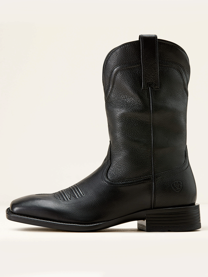 Ariat 10074245 Mens Alden Wide Square Toe Western Boot Eclipse Black front and side view. If you need any assistance with this item or the purchase of this item please call us at five six one seven four eight eight eight zero one Monday through Saturday 10:00a.m EST to 8:00 p.m EST
