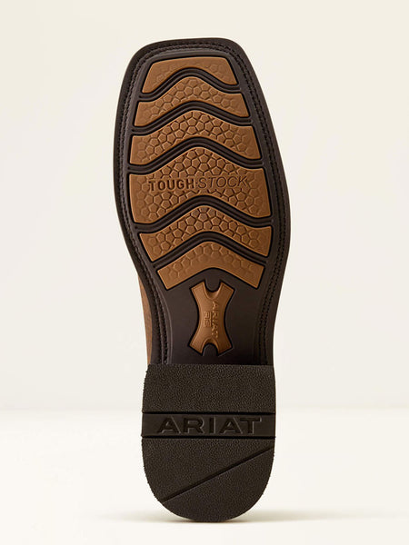 Ariat 10074257 Mens Kanyon Toughstock VentTEK Wide Square Toe Cowboy Boot Adobe Mocha Suede sole view. If you need any assistance with this item or the purchase of this item please call us at five six one seven four eight eight eight zero one Monday through Saturday 10:00a.m EST to 8:00 p.m EST
