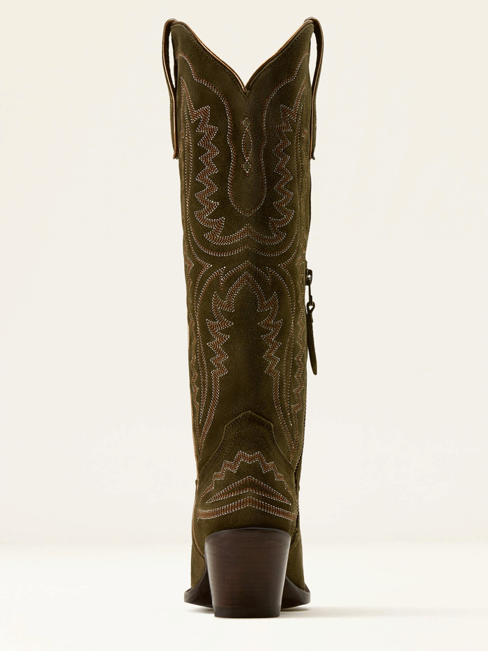 Ariat 10074323 Womens Casanova Western Boot Soft Olive Suede zipper side / front view. If you need any assistance with this item or the purchase of this item please call us at five six one seven four eight eight eight zero one Monday through Saturday 10:00a.m EST to 8:00 p.m EST