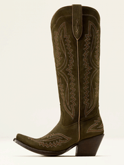 Ariat 10074323 Womens Casanova Western Boot Soft Olive Suede side view. If you need any assistance with this item or the purchase of this item please call us at five six one seven four eight eight eight zero one Monday through Saturday 10:00a.m EST to 8:00 p.m EST