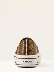 Ariat 10074362 Womens Skylar Slip On Shoe Floral Emboss Brown back view. If you need any assistance with this item or the purchase of this item please call us at five six one seven four eight eight eight zero one Monday through Saturday 10:00a.m EST to 8:00 p.m EST
