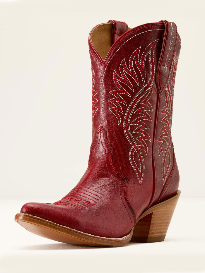 Ariat 10074387 Womens Julietta J Toe Western Boot Red Alert front and side view. If you need any assistance with this item or the purchase of this item please call us at five six one seven four eight eight eight zero one Monday through Saturday 10:00a.m EST to 8:00 p.m EST