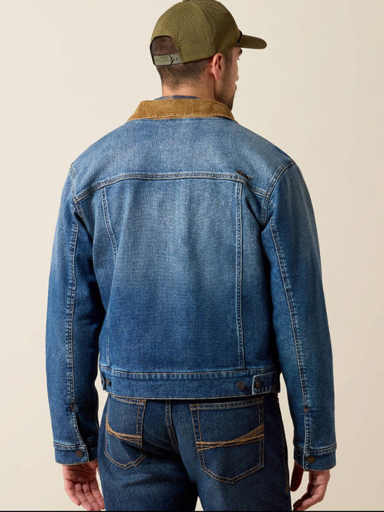 Ariat 10078964 Mens Flannel Lined Trucker Jacket Nate back view. If you need any assistance with this item or the purchase of this item please call us at five six one seven four eight eight eight zero one Monday through Saturday 10:00a.m EST to 8:00 p.m EST