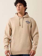 Ariat 10079249 Mens Bison Archer Hoodie Oatmeal Tan front view. If you need any assistance with this item or the purchase of this item please call us at five six one seven four eight eight eight zero one Monday through Saturday 10:00a.m EST to 8:00 p.m EST