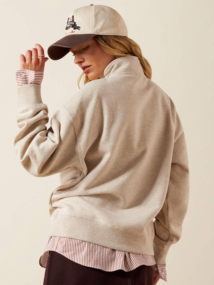 Ariat 10079255 Womens Running Wild 1/2 Zip Sweatshirt Oatmeal Heather
