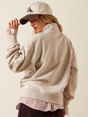 Ariat 10079255 Womens Running Wild 1/2 Zip Sweatshirt Oatmeal Heather