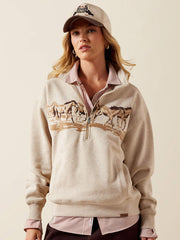 Ariat 10079255 Womens Running Wild 1/2 Zip Sweatshirt Oatmeal Heather