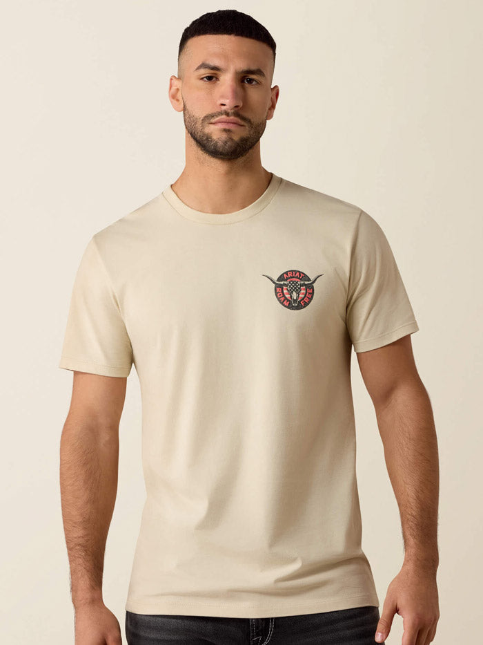 Ariat 10079269 Mens Steer Freedom T-Shirt Natural back view. If you need any assistance with this item or the purchase of this item please call us at five six one seven four eight eight eight zero one Monday through Saturday 10:00a.m EST to 8:00 p.m EST