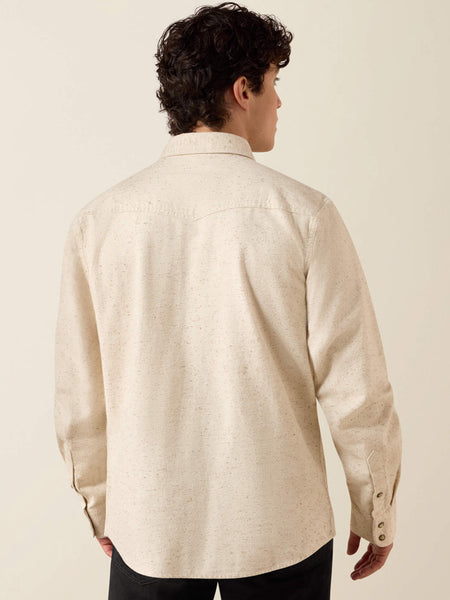 Ariat 10079301 Mens Retro Hercules Fitted Snap Shirt Beige back view. If you need any assistance with this item or the purchase of this item please call us at five six one seven four eight eight eight zero one Monday through Saturday 10:00a.m EST to 8:00 p.m EST