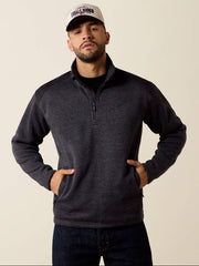 Ariat 10079316 Mens Caldwell Logo 1/4 Zip Sweater Ombre Blue Inkwell front view. If you need any assistance with this item or the purchase of this item please call us at five six one seven four eight eight eight zero one Monday through Saturday 10:00a.m EST to 8:00 p.m EST