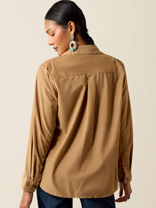 Ariat 10079396 Womens Billie Jean Shirt Tigers Eye Tan back view. If you need any assistance with this item or the purchase of this item please call us at five six one seven four eight eight eight zero one Monday through Saturday 10:00a.m EST to 8:00 p.m EST