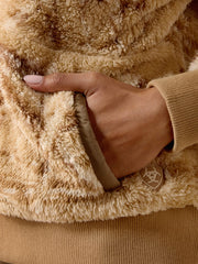 Ariat 10079409 Womens Wild Horse Print Berber Sweatshirt Natural pocket close up. If you need any assistance with this item or the purchase of this item please call us at five six one seven four eight eight eight zero one Monday through Saturday 10:00a.m EST to 8:00 p.m EST