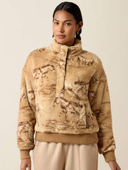 Ariat 10079409 Womens Wild Horse Print Berber Sweatshirt Natural front view. If you need any assistance with this item or the purchase of this item please call us at five six one seven four eight eight eight zero one Monday through Saturday 10:00a.m EST to 8:00 p.m EST