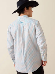 Ariat 10079419 Mens Crow Fitted Shirt Longhorn Stripe White back view. If you need any assistance with this item or the purchase of this item please call us at five six one seven four eight eight eight zero one Monday through Saturday 10:00a.m EST to 8:00 p.m EST