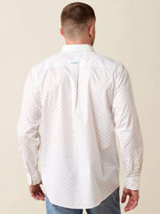 Ariat 10079425 Mens Wrinkle Free Barlow Classic Fit Shirt Geo Print White back view. If you need any assistance with this item or the purchase of this item please call us at five six one seven four eight eight eight zero one Monday through Saturday 10:00a.m EST to 8:00 p.m EST
