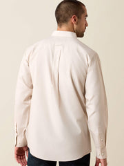 Ariat 10079436 Mens Wrinkle Free Solid Pinpoint Oxford Classic Fit Shirt Savannah Tan back view. If you need any assistance with this item or the purchase of this item please call us at five six one seven four eight eight eight zero one Monday through Saturday 10:00a.m EST to 8:00 p.m EST