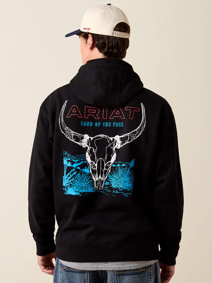 Ariat 10079496 Mens Bison Bureau Hoodie Black back view. If you need any assistance with this item or the purchase of this item please call us at five six one seven four eight eight eight zero one Monday through Saturday 10:00a.m EST to 8:00 p.m EST
