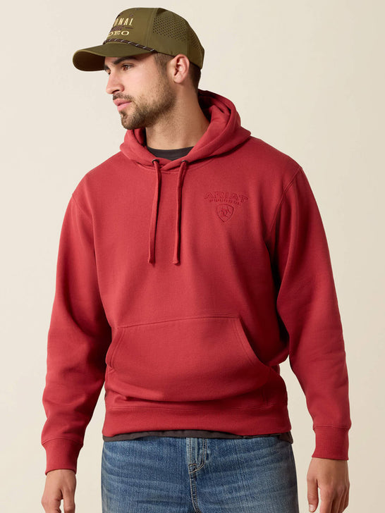 Ariat 10079524 Mens Archstar Hoodie Brick Red front view. If you need any assistance with this item or the purchase of this item please call us at five six one seven four eight eight eight zero one Monday through Saturday 10:00a.m EST to 8:00 p.m EST 