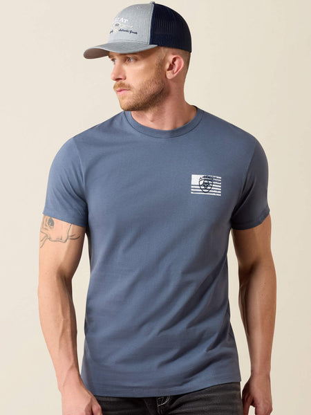 Ariat 10079600 Mens Intertwined Freedom T-Shirt Grisalle front view. If you need any assistance with this item or the purchase of this item please call us at five six one seven four eight eight eight zero one Monday through Saturday 10:00a.m EST to 8:00 p.m EST