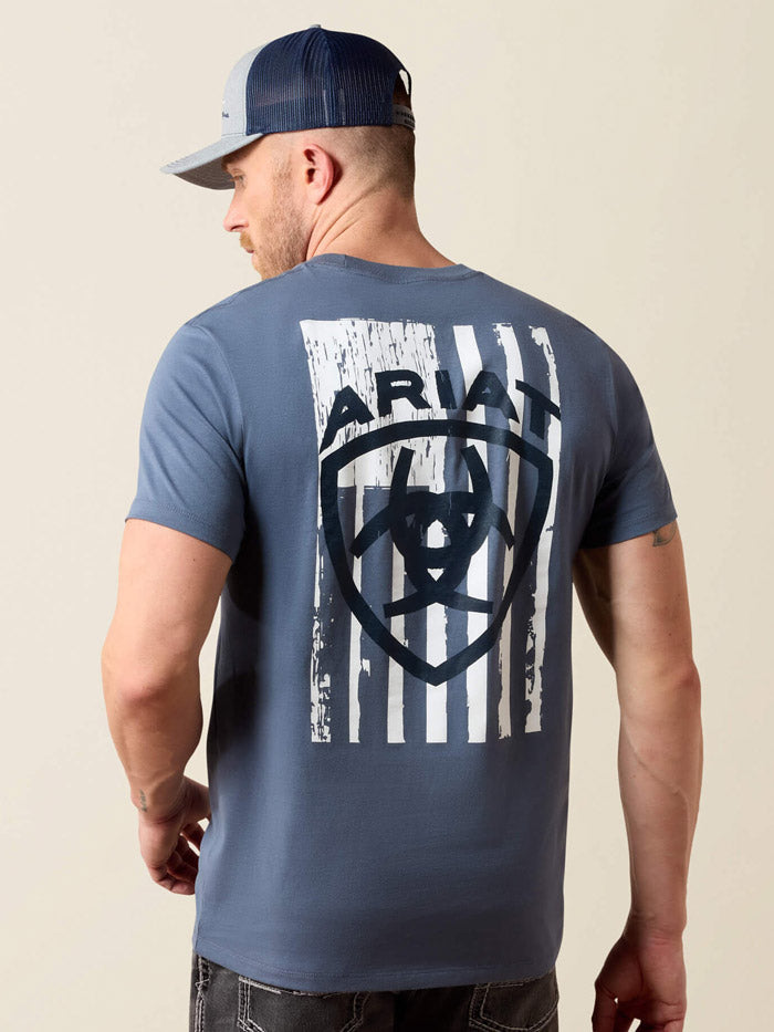 Ariat 10079600 Mens Intertwined Freedom T-Shirt Grisalle back view. If you need any assistance with this item or the purchase of this item please call us at five six one seven four eight eight eight zero one Monday through Saturday 10:00a.m EST to 8:00 p.m EST
