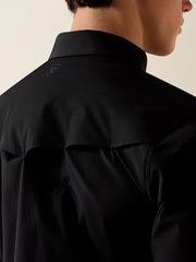 Ariat 10079800 Mens FrontierTough VentTEK Western Fitted Snap Shirt Black back close up. If you need any assistance with this item or the purchase of this item please call us at five six one seven four eight eight eight zero one Monday through Saturday 10:00a.m EST to 8:00 p.m EST