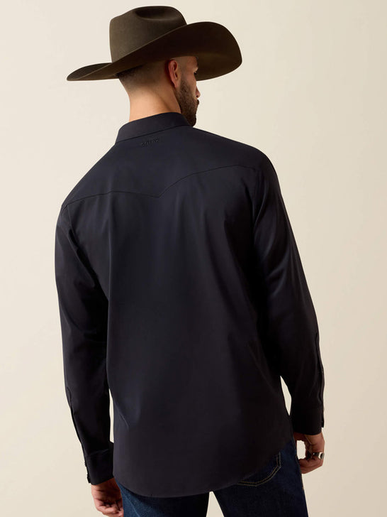 Ariat 10079802 Mens Everything Classic Fit Snap Shirt Black back view. If you need any assistance with this item or the purchase of this item please call us at five six one seven four eight eight eight zero one Monday through Saturday 10:00a.m EST to 8:00 p.m EST