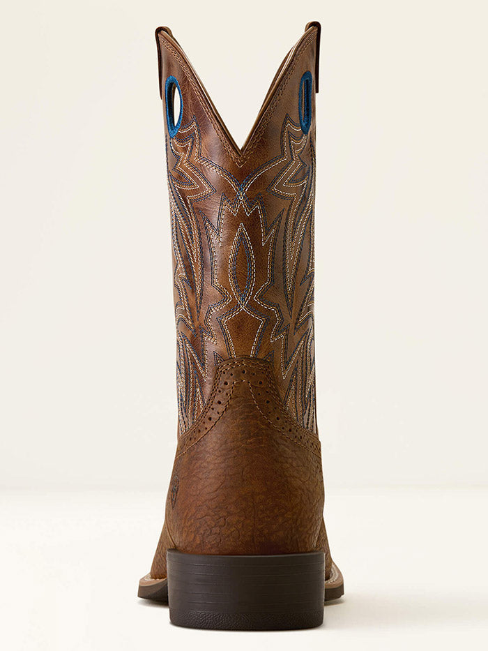 Ariat 10080413 Mens Sport Sidebet Wide Square Toe Cowboy Boot Toasted Grain Dark Tan side / front view. If you need any assistance with this item or the purchase of this item please call us at five six one seven four eight eight eight zero one Monday through Saturday 10:00a.m EST to 8:00 p.m EST