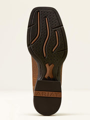 Ariat 10080413 Mens Sport Sidebet Wide Square Toe Cowboy Boot Toasted Grain Dark Tan sole view. If you need any assistance with this item or the purchase of this item please call us at five six one seven four eight eight eight zero one Monday through Saturday 10:00a.m EST to 8:00 p.m EST