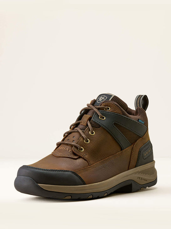 Ariat 10080518 Mens Terrain Trek Waterproof Boot Dark Chocolate front and side view. If you need any assistance with this item or the purchase of this item please call us at five six one seven four eight eight eight zero one Monday through Saturday 10:00a.m EST to 8:00 p.m EST
