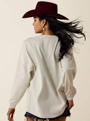 Ariat 10080620 Womens Canvas Oversized Long Sleeve T-Shirt Silver back view. If you need any assistance with this item or the purchase of this item please call us at five six one seven four eight eight eight zero one Monday through Saturday 10:00a.m EST to 8:00 p.m EST
