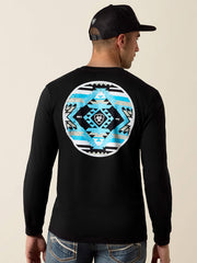 Ariat 10080687 Mens Desert Wanderer Circle Long Sleeve T-Shirt Black back view. If you need any assistance with this item or the purchase of this item please call us at five six one seven four eight eight eight zero one Monday through Saturday 10:00a.m EST to 8:00 p.m EST
