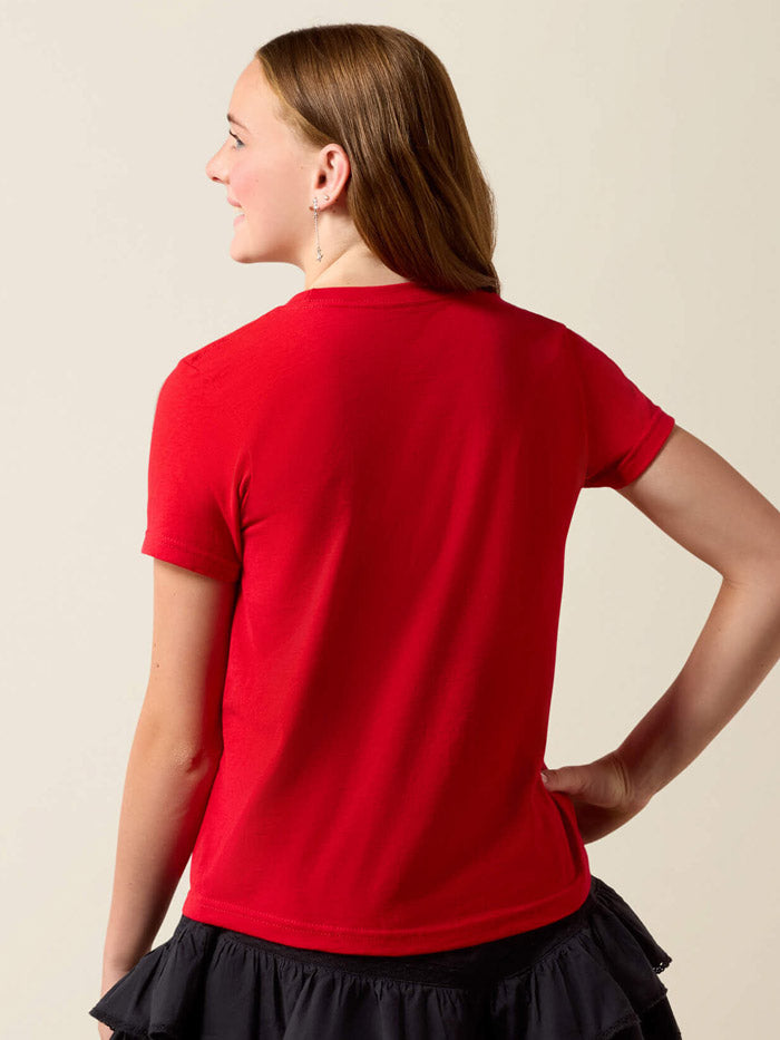 Ariat 10083098 Youth Rodeo Collage T-Shirt Red front view. If you need any assistance with this item or the purchase of this item please call us at five six one seven four eight eight eight zero one Monday through Saturday 10:00a.m EST to 8:00 p.m EST
